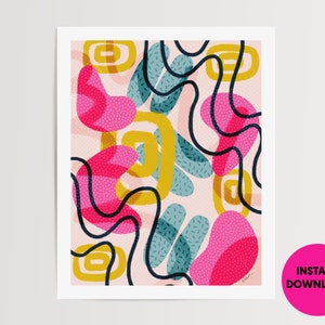 Pink Bananas art printable | Printable | Digital download | Pink abstract art download