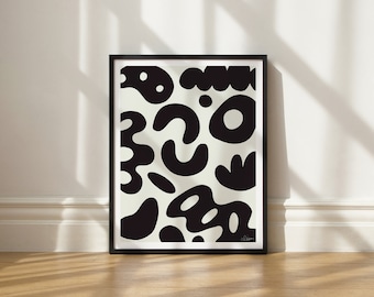 Amoebas (Black on Off White) art print by Elisa Bell (UNFRAMED) | Giclée art print on high-quality matte paper | Abstract artwork