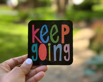 Keep Going cork-backed coaster (1) | Water-resistant | Heat-resistant | Inspiration home decor