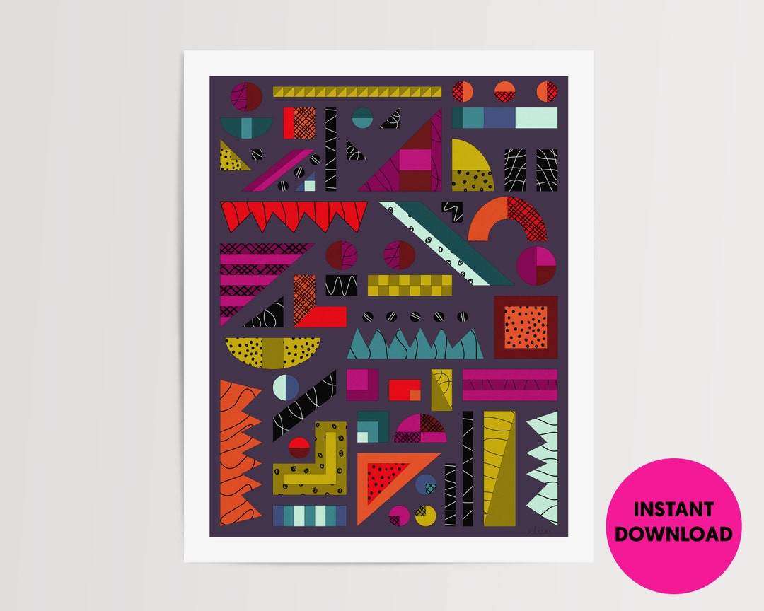 Jagged Edge Art Printable | Printable | Purple Geometric Abstract ...