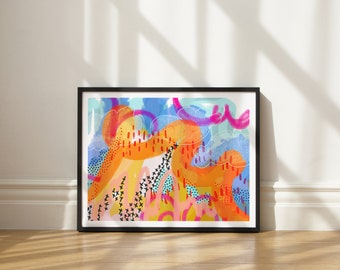 Glowing Mountain art print by Elisa Bell (UNFRAMED) | Giclée art print on high-quality matte paper | Landscape abstract artwork