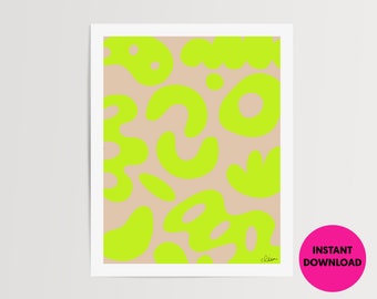 Amoebas (Neon) art printable | Printable | Digital download | Abstract art download