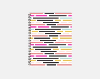 Spiral hardcover notebook 8.5 x 11 - "Follow the Brick Road" | Black spiral bound notebook | Abstract design