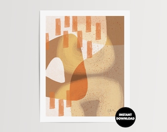 Impressão artística do paraíso do milho doce: arte abstrata marrom neutra (download digital)