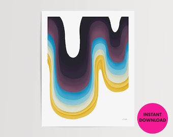 Ribbons art printable | Printable | Circular abstract | Digital download | Purple Wave | Abstract art download