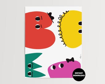 Hello There Abstract Art Print: Modern Classroom Decor (Digital Download)
