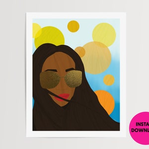 Daydreaming art printable | Printable | Digital download | Black girl art | Melanin art download