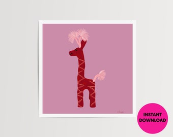 Giraffe in Sayulita art printable | Printable | Digital download | Animal art download