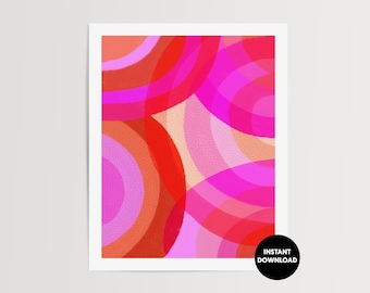Impressão de arte abstrata rosa | Decoração de parede moderna em tons pastel (Download digital)