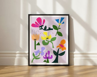 Abstract Flowers 01 impressão artística de Elisa Bell (SEM MOLDURA) | Impressão artística giclée em papel fosco de alta qualidade | Arte floral gráfica