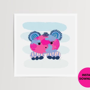 Meh Bear art printable | Printable | Digital download | Cute kids art download