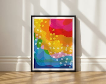 Impressão artística Climate Chaos de Elisa Bell (SEM MOLDURA) | Impressão artística Giclée em papel fosco de alta qualidade | Arte do arco-íris