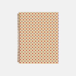 Spiral hardcover notebook 8.5 x 11 - &quot;Square Daisies&quot; | Gold spiral bound notebook | Geometric abstract design