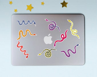 BOLD COLORFUL SNAKE sticker pack | 8 weather proof stickers | Glossy weatherproof stickers | Laptop stickers | Water bottle stickers