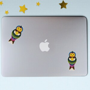 Sticker hibou coloré (1) | Sticker mosaïque | Sticker oiseau | Stickers brillants résistants aux intempéries | Autocollants pour ordinateur portable | Stickers bouteilles d'eau