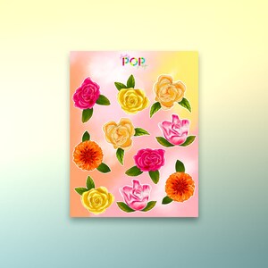 Stickervel HELDER LENTEBLOEMEN | 10 stickers | Plannerstickers | Dagboekstickers | Ruimtestickers
