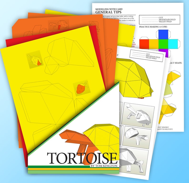 Tortoise Papercraft 3D Polygon card model / sculpture kit Etsy