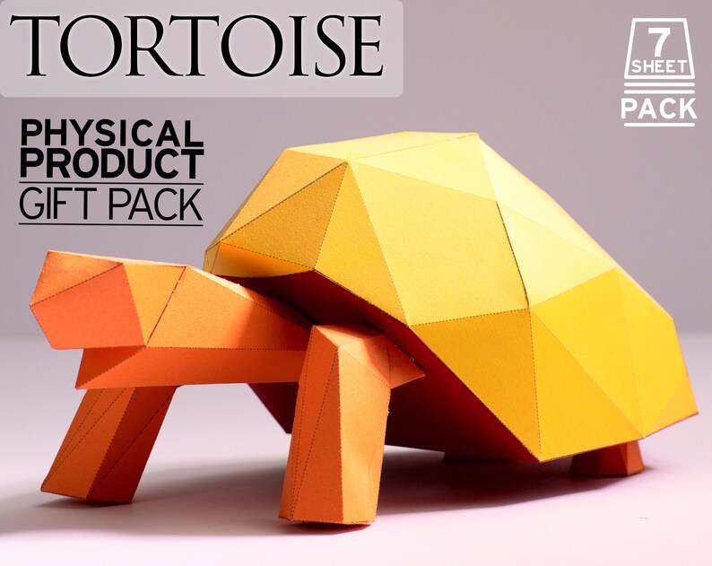 Tortoise Papercraft 3D Polygon card model / sculpture kit Etsy