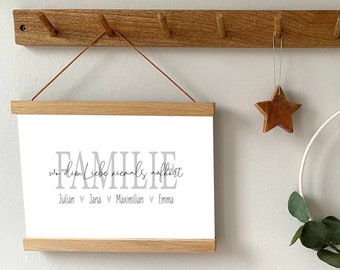 Personalized family picture "where love never ends" - family poster with name - love - home - family - as a print DIN A4, A3