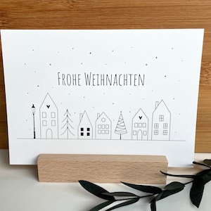 Grußkarte / Postkarte -  Frohe Weihnachten - Häuser - winterliches Dorf
