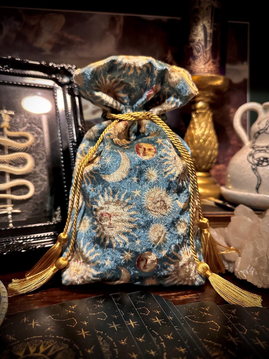 Esoteric Sun and Moon Velvet Tarot Bag - Etsy Canada