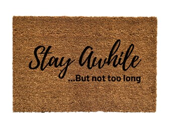 DII 6030 Natural Coir Doormat Fun Greeting Mat Stay Awhile DII 6030 Natural Coir Doormat Fun Greeting Mat Stay Awhile