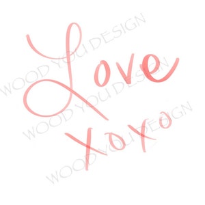 Love xoxo - Skript handgeschriebene Datei PNG, JPG, PDF Schablone / Bild für Tshirt, Tank Top, Tragetasche.