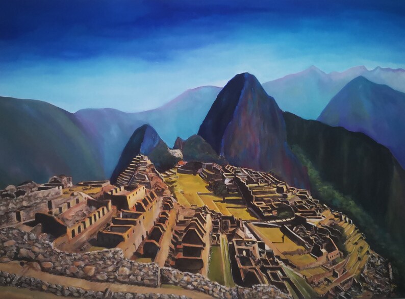 Machu Picchu Printable - Acrylic Painting - Landscape Art Print - Wall ...