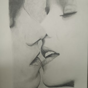 The Lovers Kiss - Original Graphite Portrait on 220gsm quality artist paper