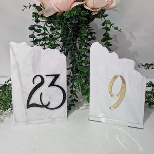 Fully Custom 3D Acrylic Marble Wedding Table Numbers / Acrylic table signs / Wedding Decor / Custom Fonts / Carrara Marble