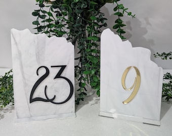 Fully Custom 3D Acrylic Marble Wedding Table Numbers / Acrylic table signs / Wedding Decor / Custom Fonts / Carrara Marble