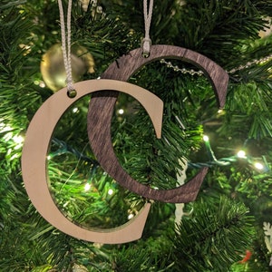Etiqueta de meia de Natal de madeira personalizada - pequena / Etiqueta de meia / Enfeite de monograma / Letra personalizada