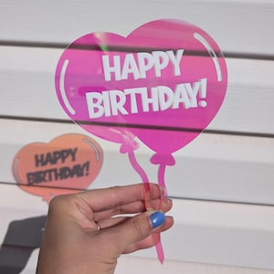 Colour Changing Custom Text Iridescent Balloons Birthday Cake Topper / rainbow balloon acrylic party / kids party/ happy birthday with name