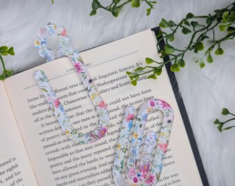 Colourful Wild Flowers Paperclip Bookmark / Acrylic oversized paperclip bookmark / bookish bookmark /page saver /book organizer