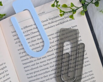 50+ Colour Options! Paperclip Bookmark with Flat Top / Acrylic oversized paperclip bookmark / bookish bookmark /page saver /book organizer