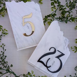 Fully Custom 3D Acrylic Marble Wedding Table Numbers & Signs / Acrylic table signs / Wedding Decor / Custom Fonts / Carrara Marble