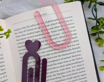 50+ Colour Options! Paperclip Bookmark with Heart / Acrylic oversized paperclip bookmark / bookish bookmark / page saver / book organizer