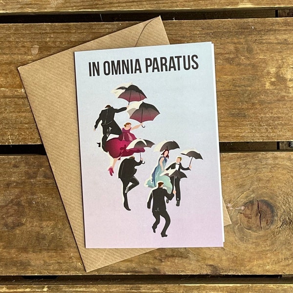 Gilmore Girls - In Omnia Paratus - A6 Blank greeting Card / umbrellas / Rory Gilmore / Logan / stars hollow / luke