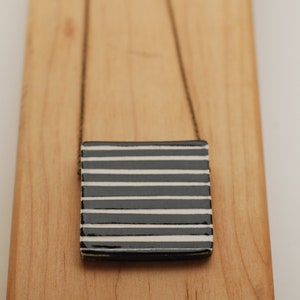 Black white stripe ceramic necklace