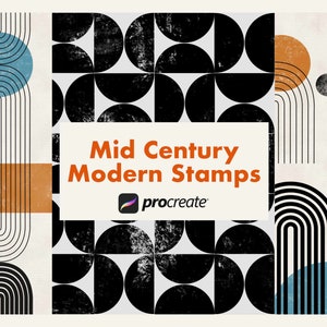 Pacchetto di timbri Procreate retrò, francobolli Procreate di forma geometrica, timbri Boho Procreate, timbro di contorno Procreate, pennelli digitali