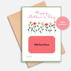 Mother&#39;s Day Gift Card Holder, Pretty Flowers