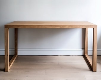 Minimalistischer Schreibtisch aus Eiche Natur für Heim und Büro - 100% massives Eichenholz - Moderne kreative Möbel für einfache Räume