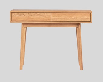 Solid Oak Console/Dressing Table - Minimalist Multifunctional Furniture, 80x110x40cm - Eco Design Made in Europe
