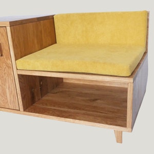 Handmade oak hallway bench with shoe storage customisable, elegant hallway furniture image 4