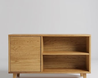 Sideboard Massivholz Eiche, 100x40x60 cm, Japandi, minimalistisch — letztes Exemplar