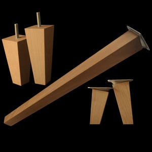 Solid Oak Trapezoidal Furniture Legs – Custom Sizes for Sofas, Tables, Desks, and More – Natural or Oiled Finish, leg width: 45mm top