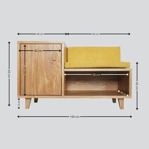 Handmade oak hallway bench with shoe storage customisable, elegant hallway furniture image 6
