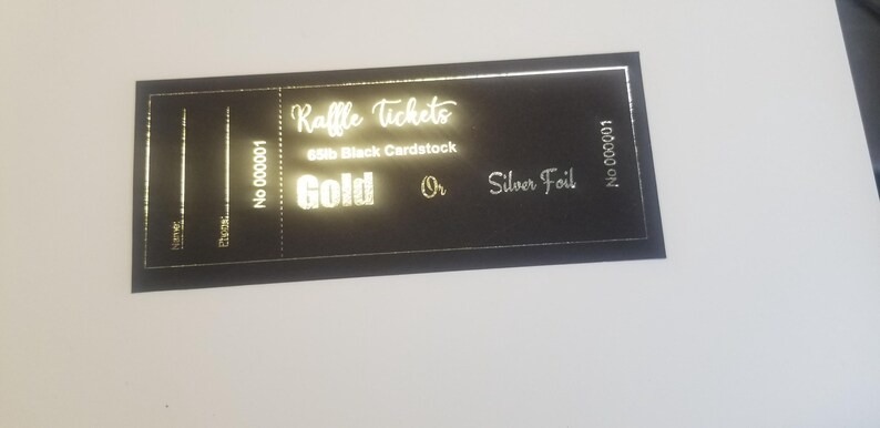 Gold Raffle Sign Raffle Tickets Black Paper Gold or Silver Foil - Etsy