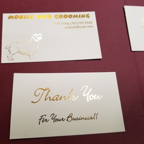 100 Gold Foil Business Cards Etsy
