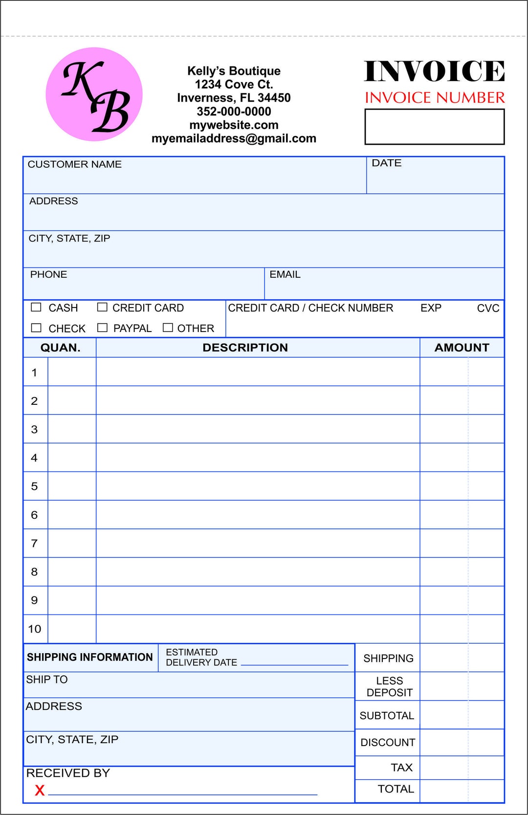 Sales Forms Invoices 2part Carbonless Receipt Books Etsy